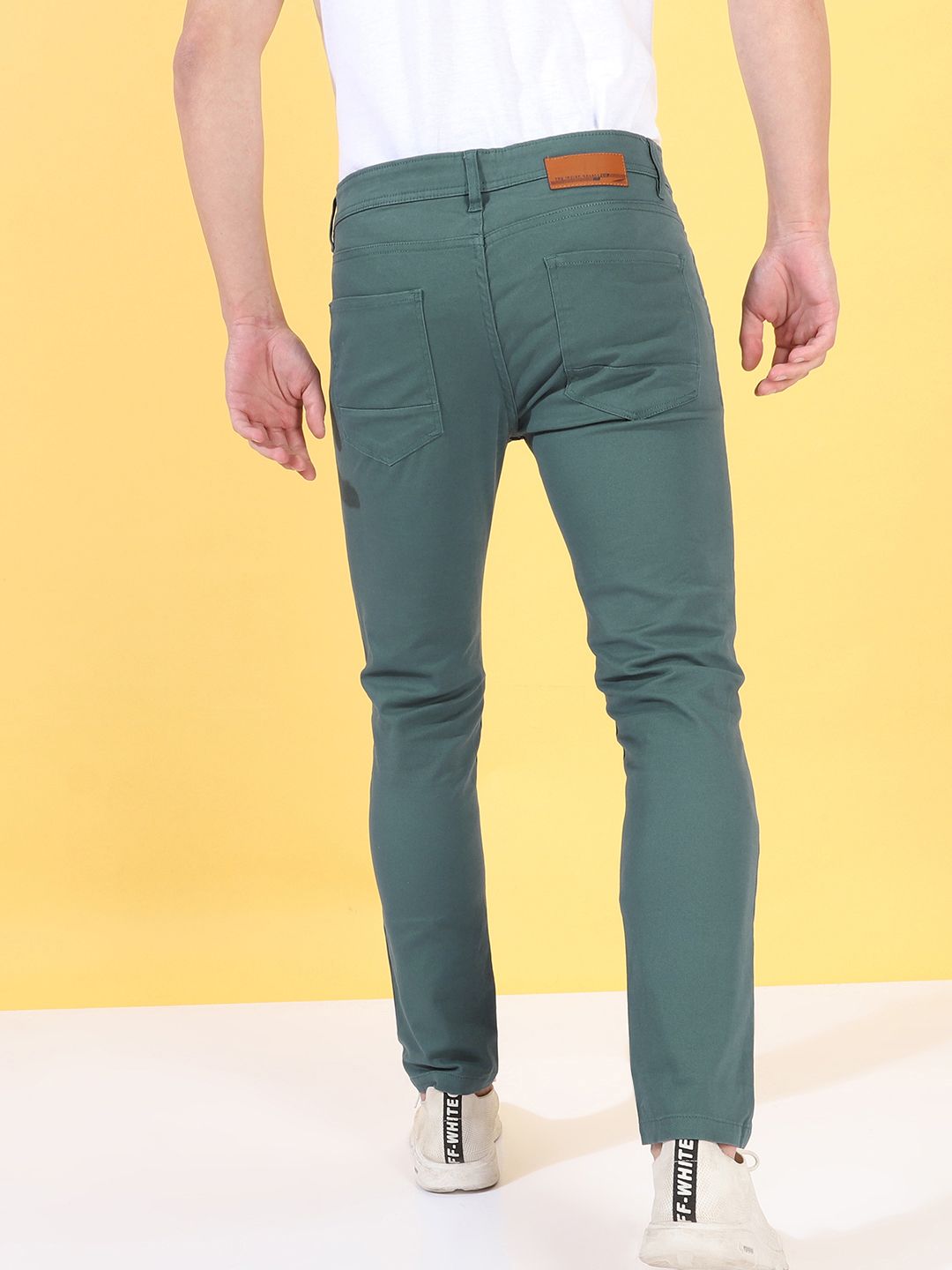 The Indian Garage Co Men Teal Blue Slim Fit Chinos Trousers
