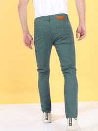 The Indian Garage Co Men Teal Blue Slim Fit Chinos Trousers