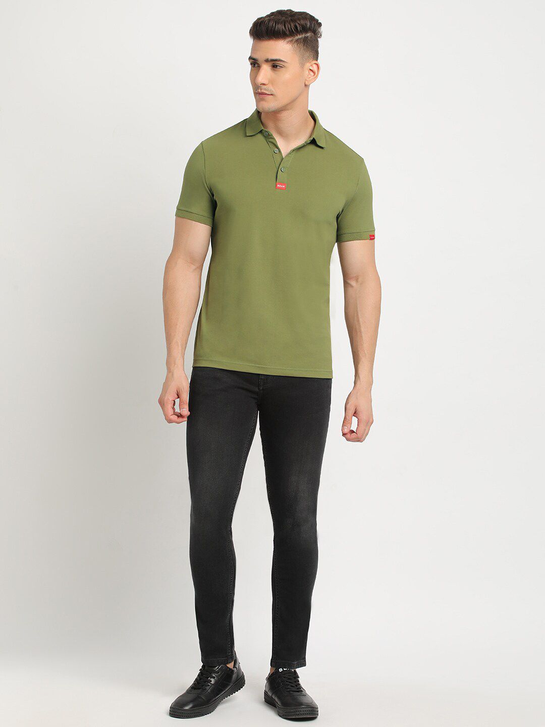 THE BEAR HOUSE Polo Collar Short Sleeves Slim Fit T-shirt