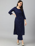 KALINI Striped Regular Kurta with Trousers
