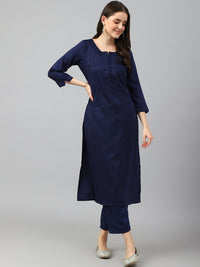 KALINI Striped Regular Kurta with Trousers