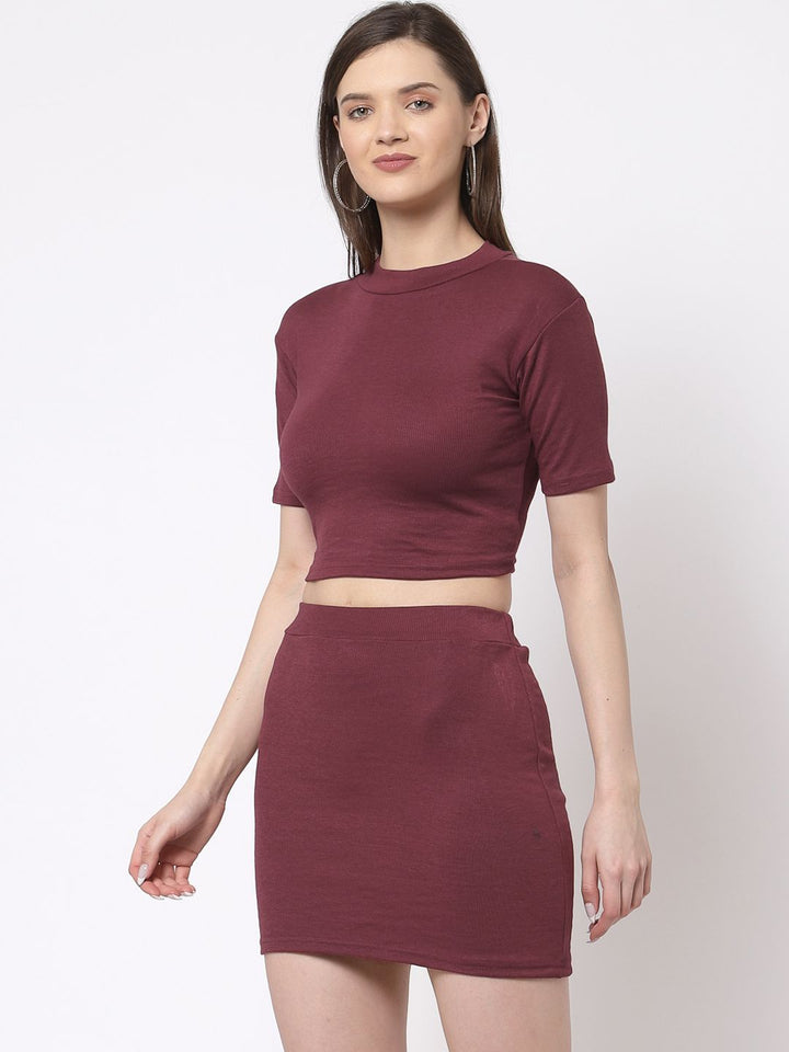 KLOTTHE Women Maroon Solid Co-Ords