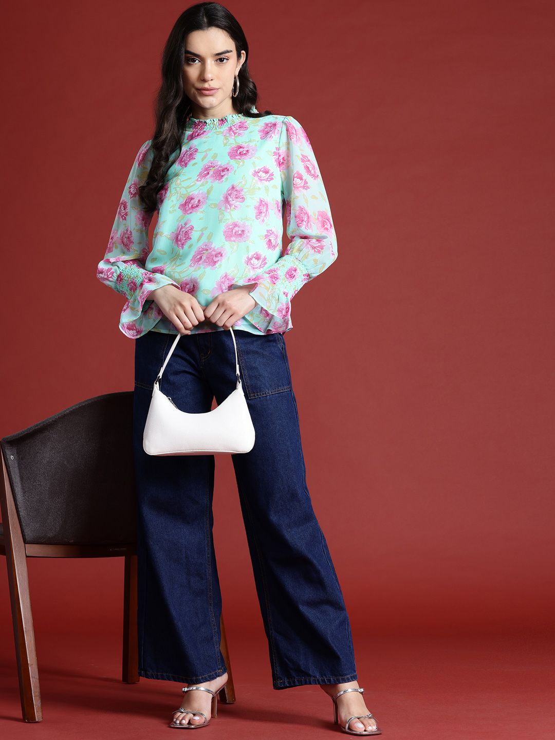 all about you Floral Print Poet Sleeves Top