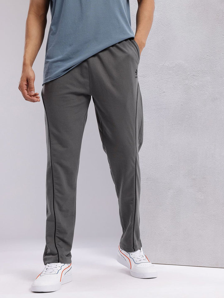 HRX by Hrithik Roshan Men Contrast Piping Mid-Rise Lifestyle Track Pants