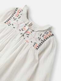 Nauti Nati Girl Cotton Ruffled Collar Embroidery Detail Top