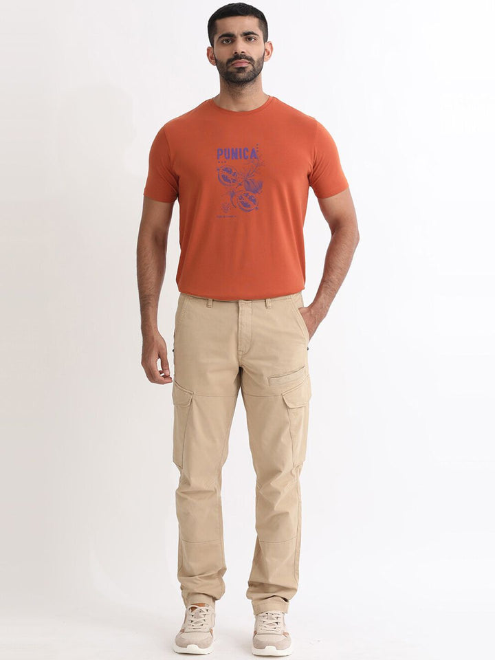 RARE RABBIT Men Cidar Regular Fit Mid-Rise Cotton Cargo Trouser