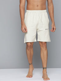HRX By Hrithik Roshan Yoga Men Oatmeal Mel Organic Cotton Solid Shorts