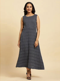 W Self Design Round Neck Cotton Maxi Dress