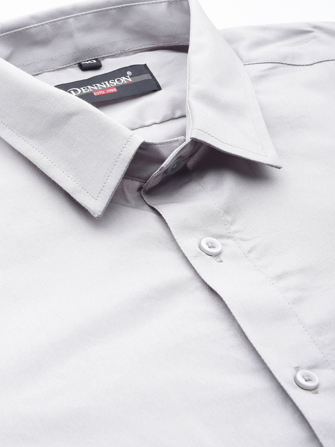 DENNISON Men Grey Smart Slim Fit Water & Stain Repellent Solid Formal Shirt