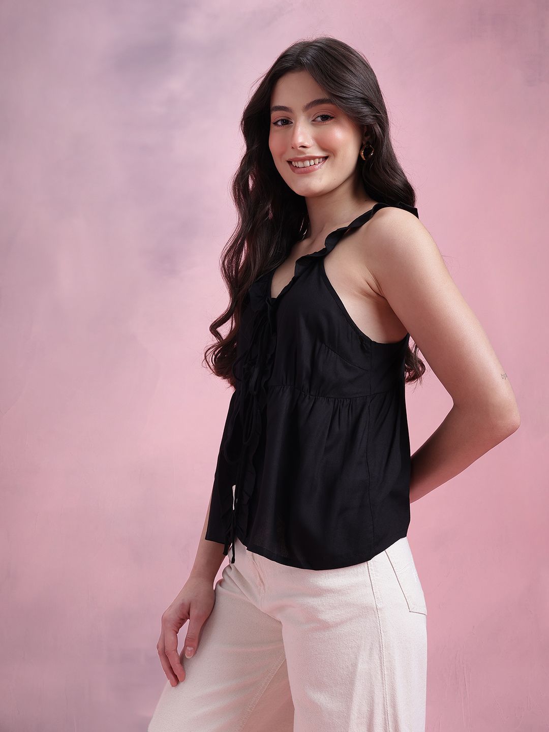 DressBerry Bow Front Ruffles Top