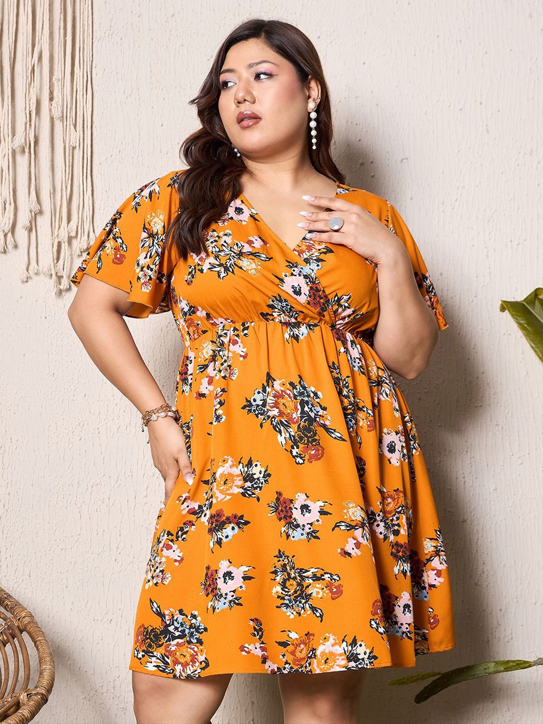 Berrylush Curve Floral Print Fit & Flare Dress