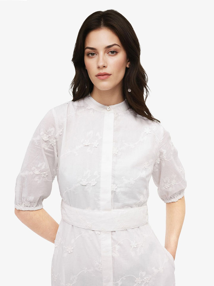 RAREISM Embroidered Mandarin Collar Maxi Dress