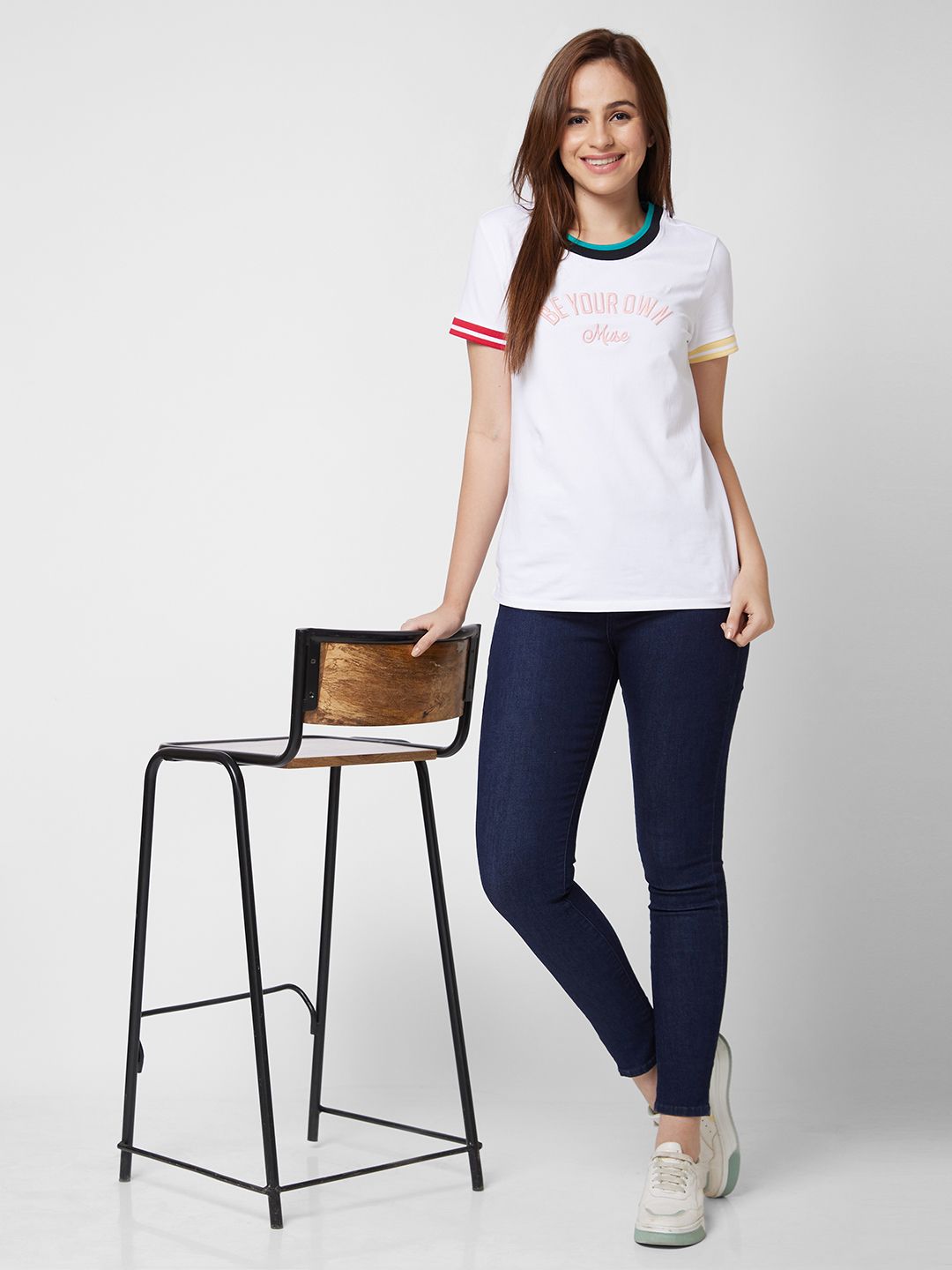 SPYKAR Women White Printed T-shirt