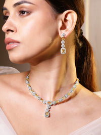 Rubans Rhodium-Plated Yellow Sapphire dan Zirconia Cubic Stone Stone Stone Stone