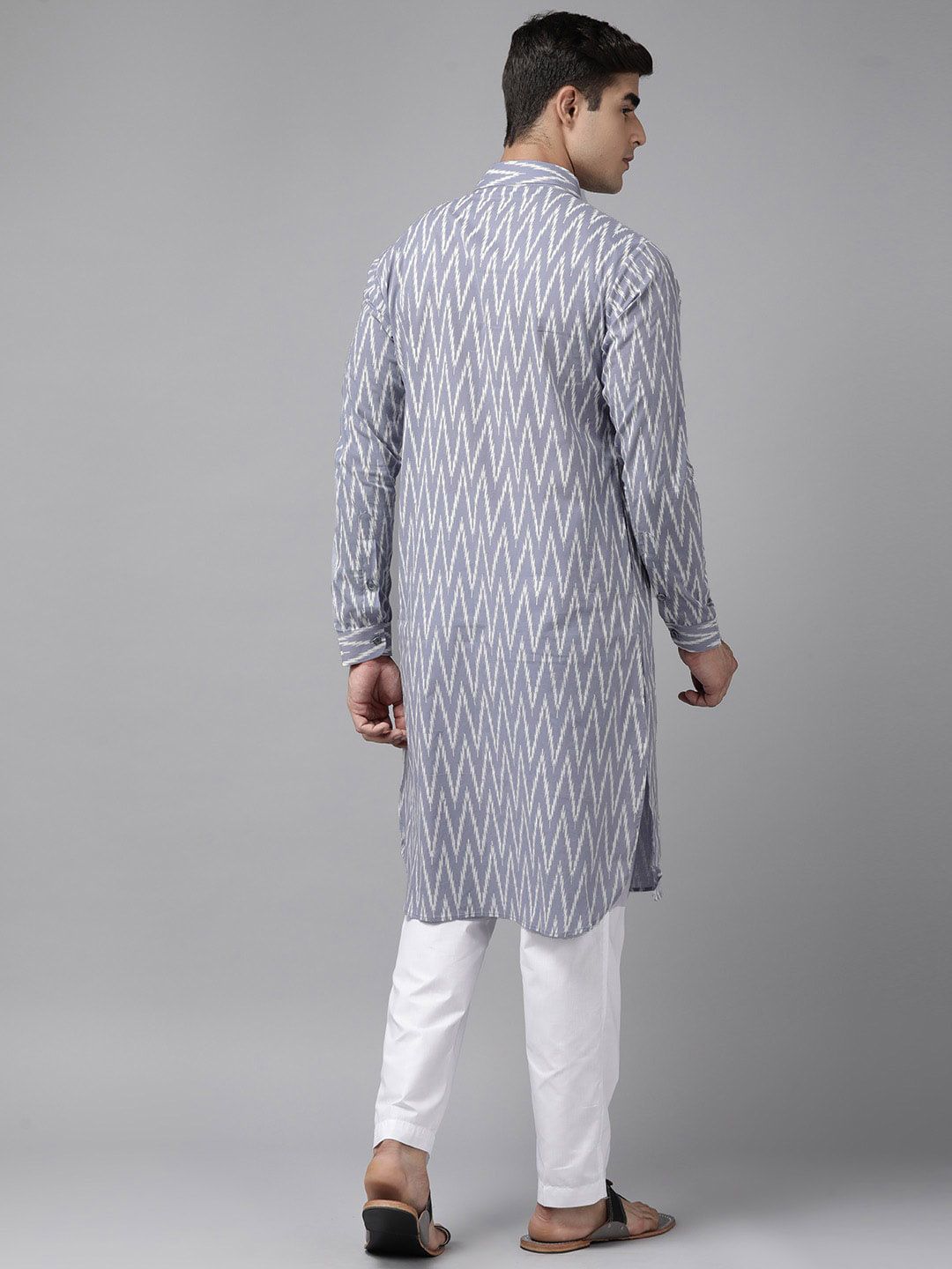 See Designs Geometric Printed Cotton Pathani Kurta