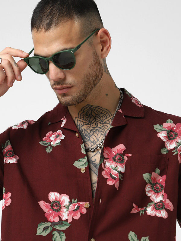 VASTRADO Floral Printed Oversized Casual Shirt