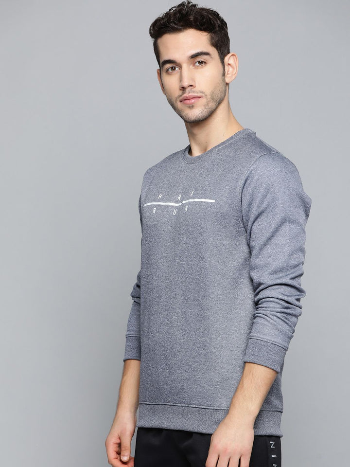 HRX by Hrithik Roshan Men Navy Melange Solid Regular Fit Running Sweatshirt