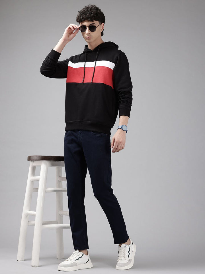 Park Avenue Striped Hooded Slim Fit Sweatshirt