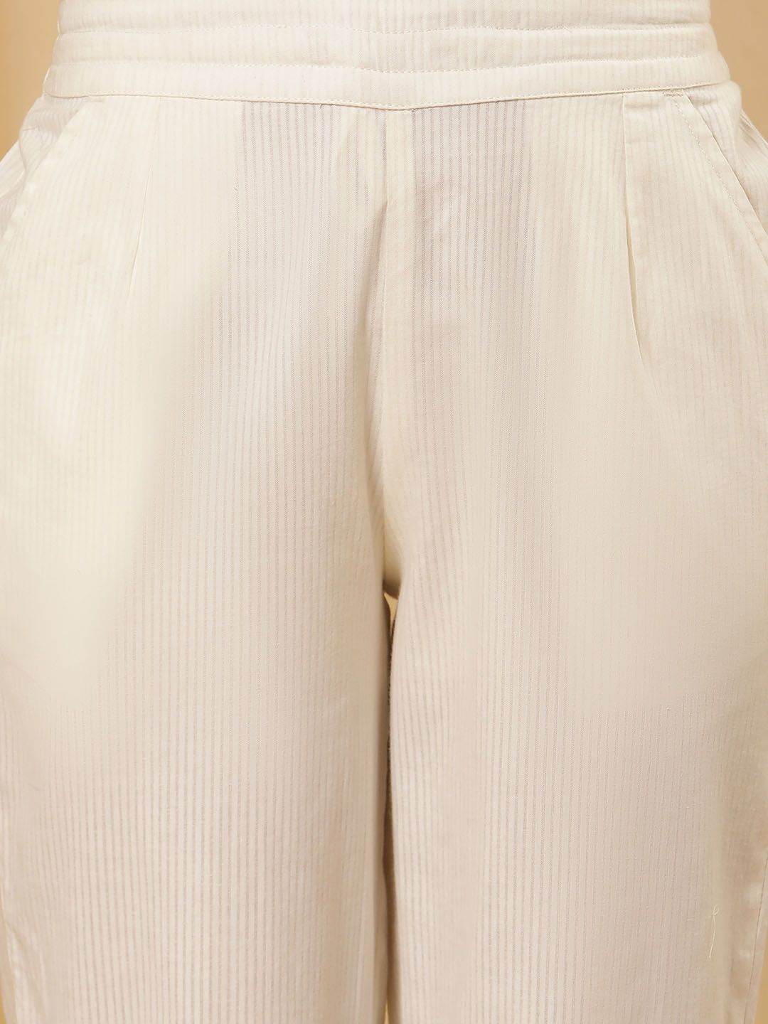 W Women Straight Fit Pure Cotton Parallel Trousers
