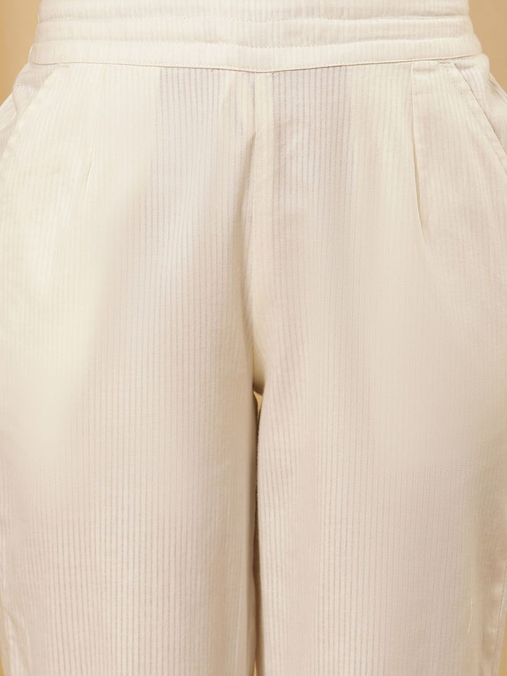 W Women Straight Fit Pure Cotton Parallel Trousers