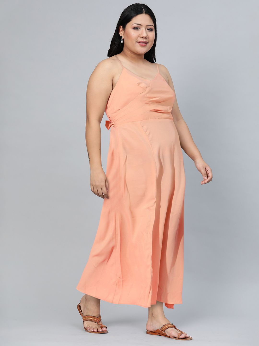 Tokyo Talkies Peach-Coloured Maxi Dress