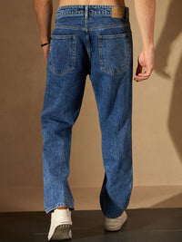 DENNISON Men Smart Baggy Fit Clean Look Heavy Fade Acid Wash Cotton Jeans