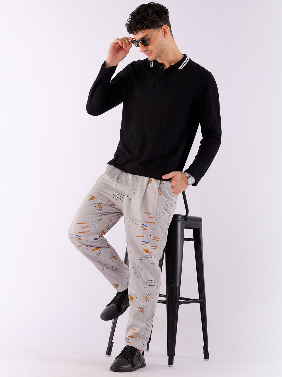 The Indian Garage Co Abstract Printed Cotton Loose Fit Trouser