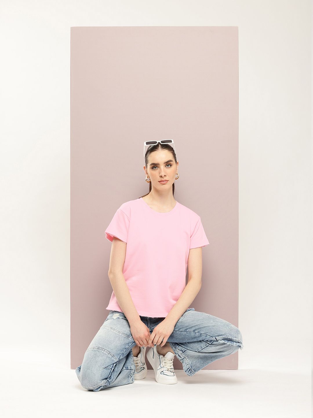DILLINGER Women Ultra Soft Drapey Cotton Crew Neck Boxy T-Shirt