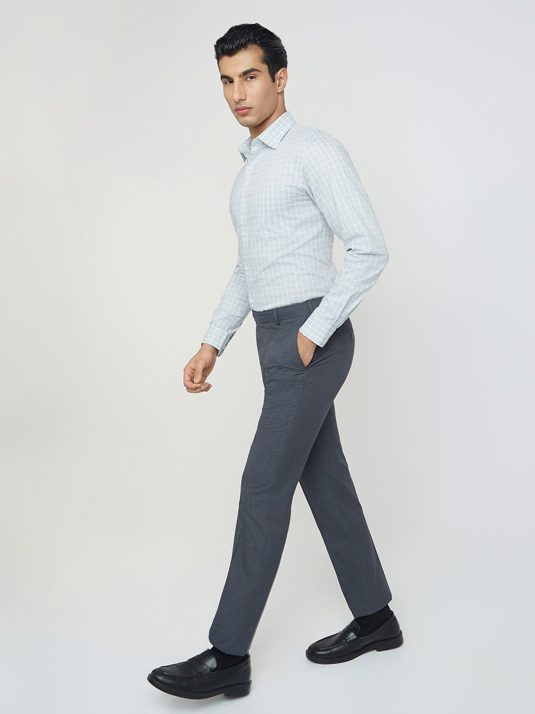 Raymond Pure Cotton Slim Fit Checked Formal Shirt