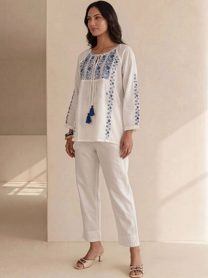 House of Chikankari Embroidered Ethnic Cotton Top