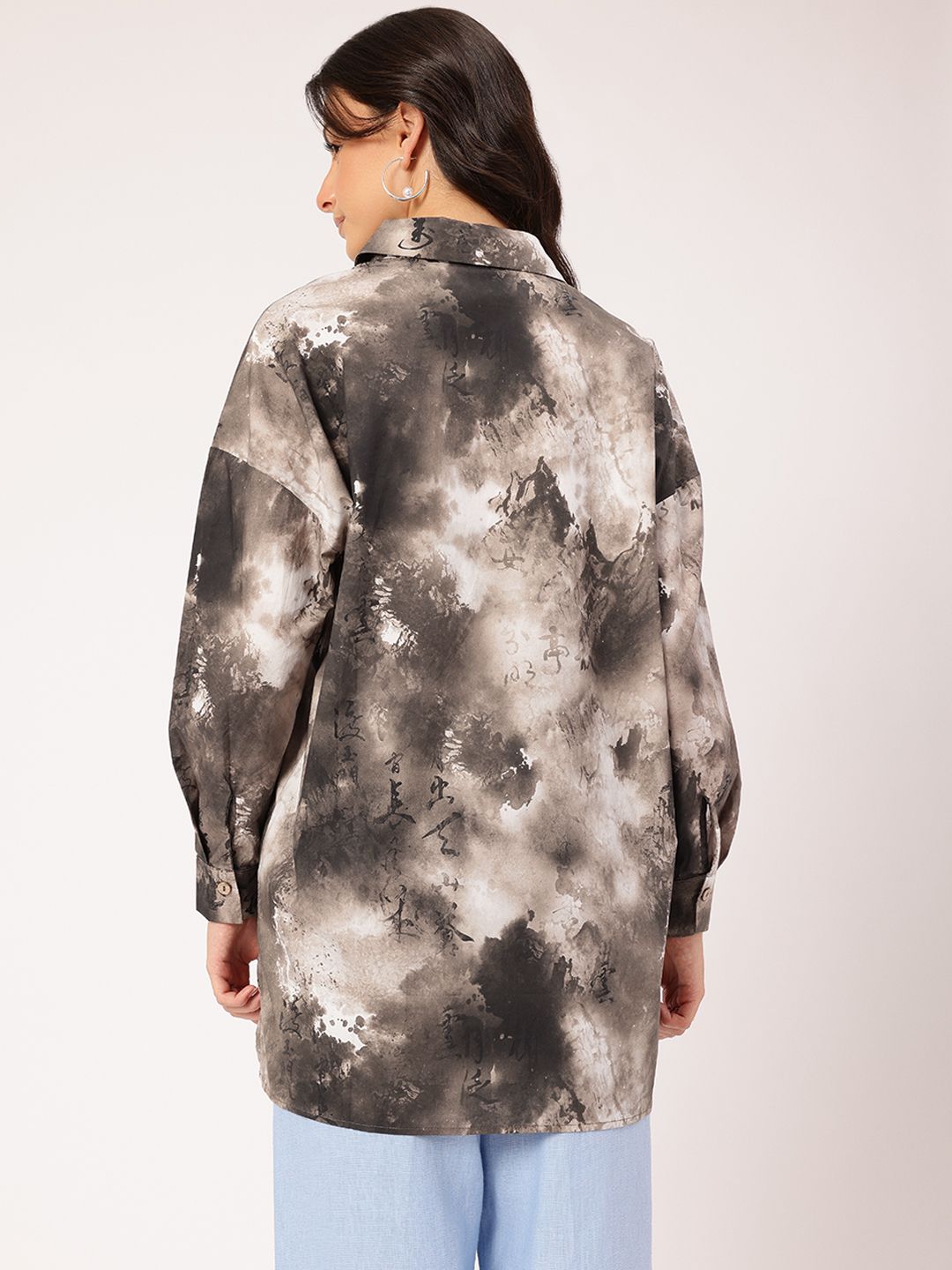 DressBerry Bold Basics Dyed Drop-Shoulder Oversized Longline Shirt