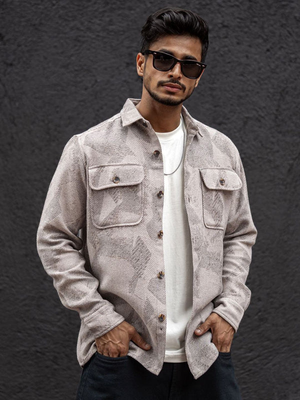 Powerlook Men Opaque Bercetak Baju Kasual