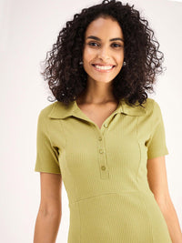 SASSAFRAS BASICS Shirt Collar Cotton Fit & Flare Dress