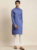 Anug by SOJANYA Men Blue Dobby Kurta