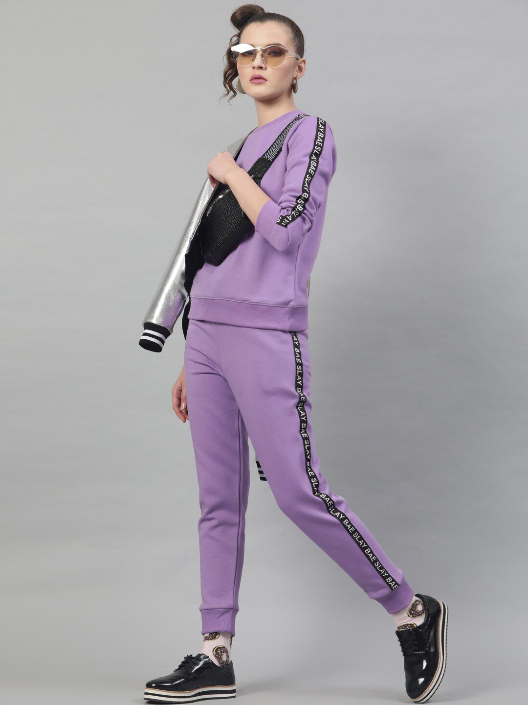 STREET 9 Women Lavender Solid Sweatshirt