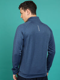 HIGHLANDER Navy Blue Mock Collar Front-Open Sweatshirt