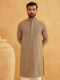SOJANYA Geometric Embroidered Mandarin Collar Thread Work Pure Cotton Straight Kurta