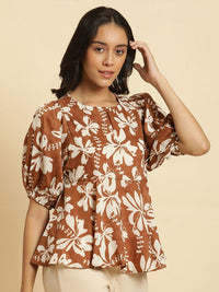 W Floral Printed A Line Top