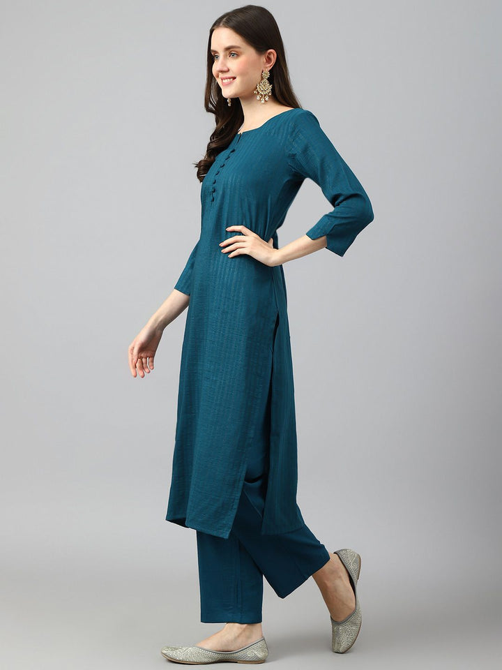 KALINI Stripes Printed Regular Kurta with Trousers