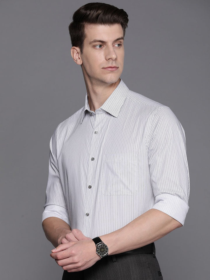 Raymond Men Pure Cotton Slim Fit Striped Formal Shirt