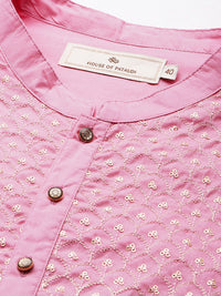 House of Pataudi Rozana Embellished Sequinned Pure Cotton Kurta