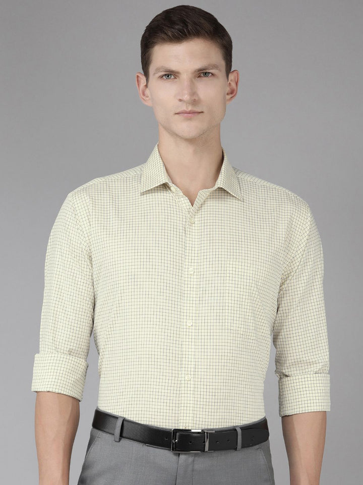 Park Avenue Men Slim Fit Grid Tattersall Checks Opaque Pure Cotton Formal Shirt
