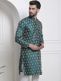 SOJANYA Ethnic Motifs Woven Design Mandarin Collar Straight Kurta