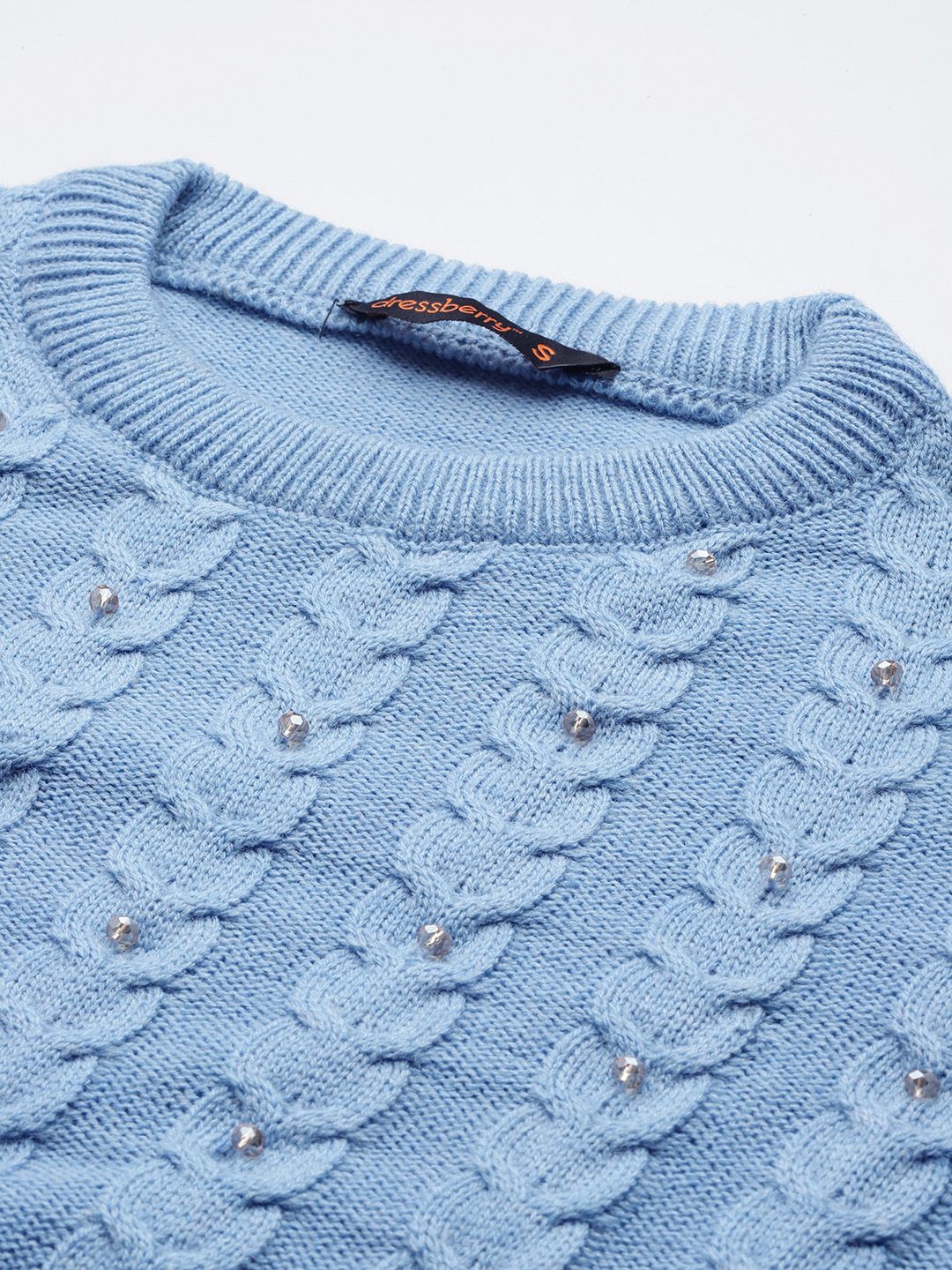DressBerry Cable Knit With Embellished Detail Pullover Sweaters