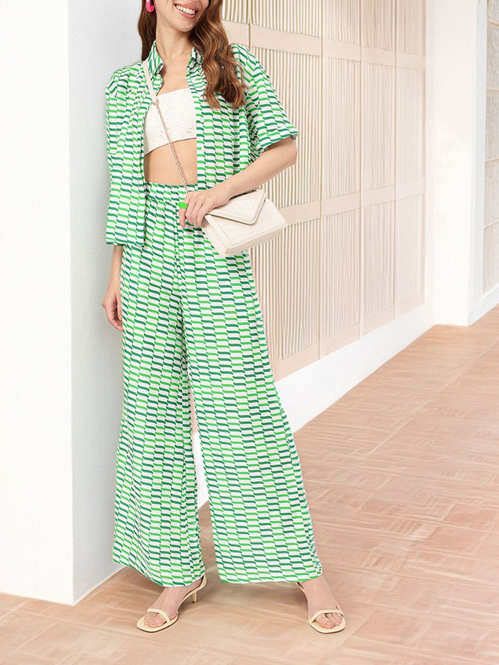 Vacanza In Sync Printed Shirt And Palazzos Co-ords