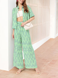 Vacanza In Sync Printed Shirt And Palazzos Co-ords