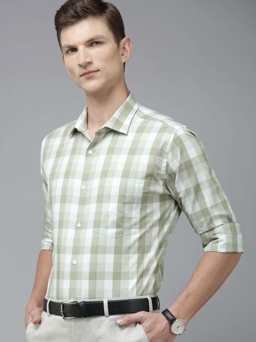 Park Avenue Men Pure Cotton Slim Fit Buffalo Checks Formal Shirt