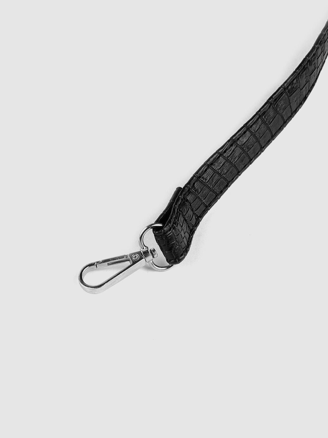 Lino Perros Black Snakeskin Textured Structured Handheld Bag