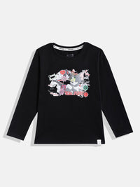 Happy Faces Girls Tom & Jerry Printed Pure Cotton T-shirt