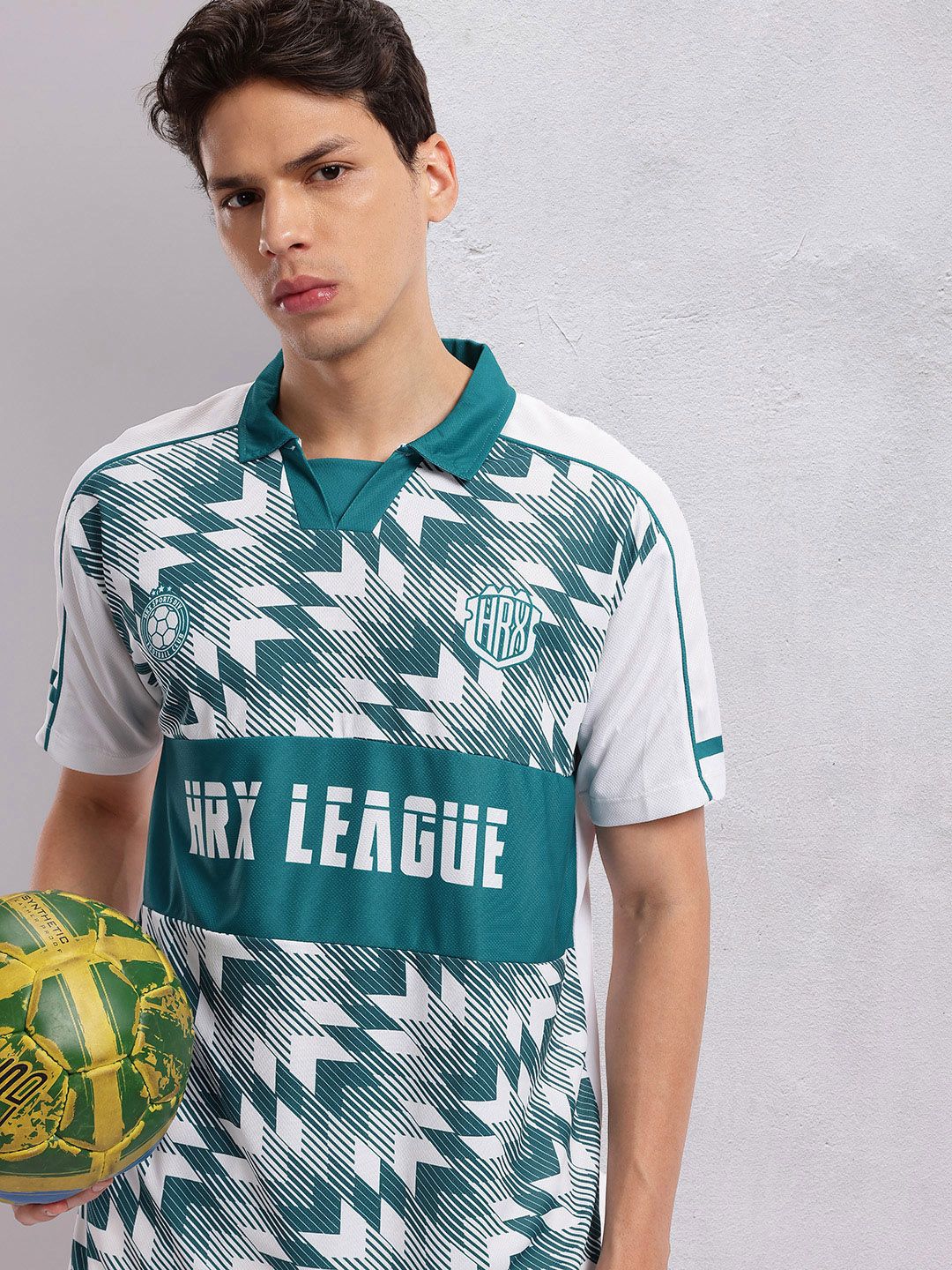 HRX by Hrithik Roshan Abstract & Typography Printed Polo Collar Football T-shirt